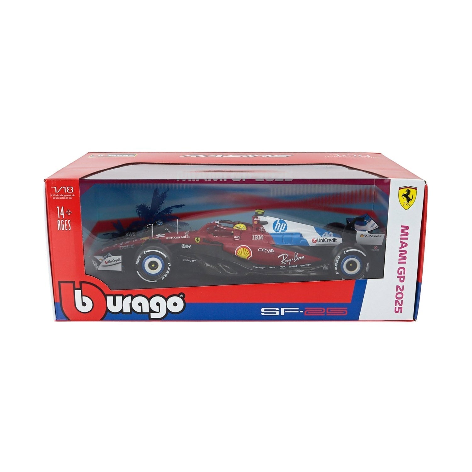 #44 Hamilton SF-25 Miami GP 2025 1:18 Car Model