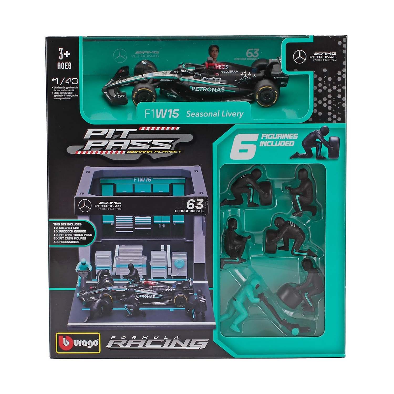 #63 Russell W14 Pit Stop Diorama 2023 1:43 Car Model Set